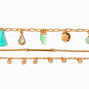 Mint Charm Gold Chain Bracelets - 3 Pack,