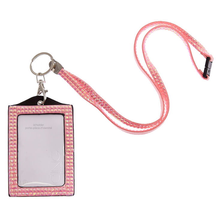 Pink Crystal Keyring ID Holder,