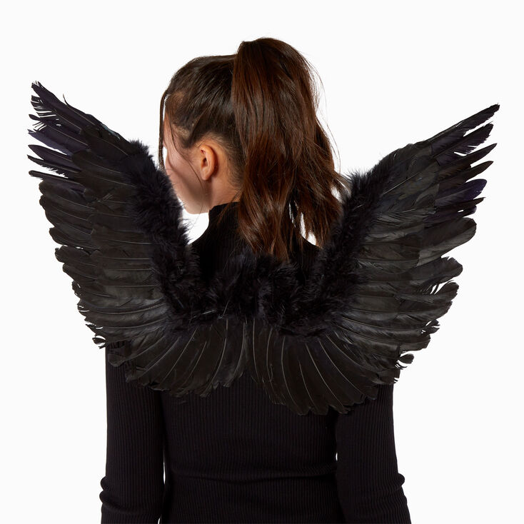 Black Feathery Angel Wings,