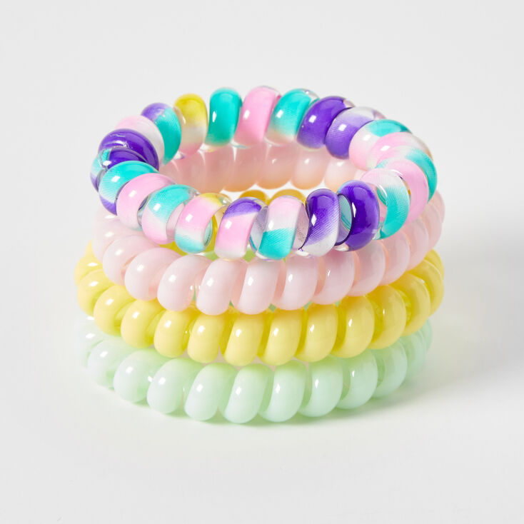 Pastel Spiral Hair Ties - 4 Pack | Icing US