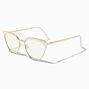 White Browline Gold Metal Cat Eye Clear Lens Frames,