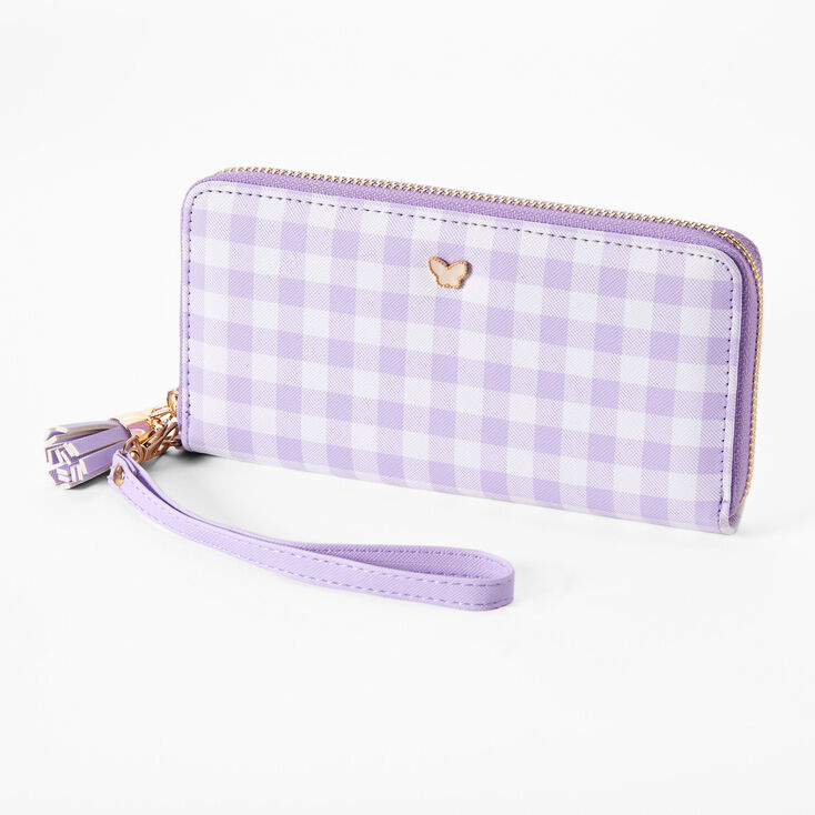 Lavender Gingham Butterfly Wristlet,