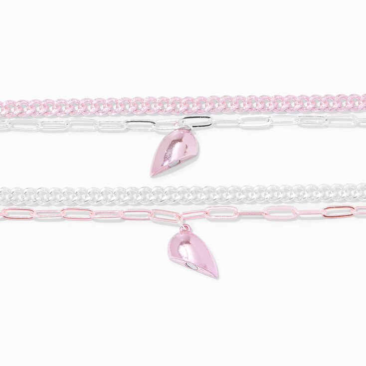 Best Friends Pink Split Heart Charm Multi-Strand Bracelets - 2 Pack,