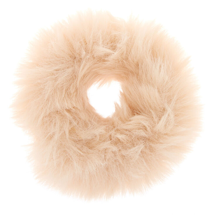 Faux Fur Hair Scrunchie - Ivory,