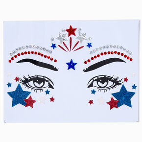 Red, White, &amp; Blue Star Face Stickers,