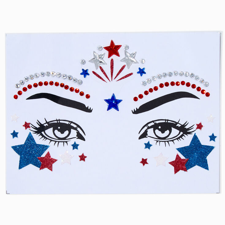 Red, White, &amp; Blue Star Face Stickers,
