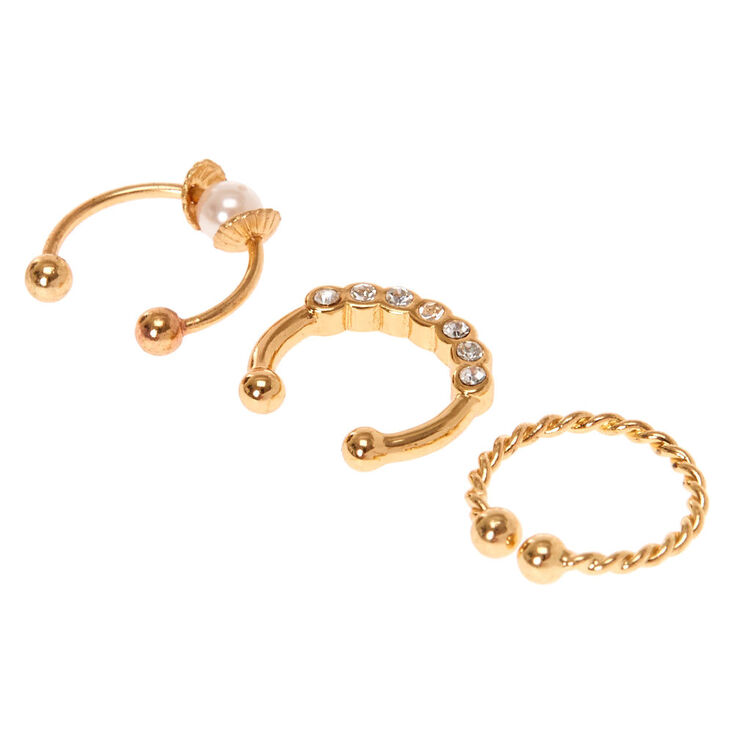 Faux Gold Braided Crystal Cartilage Earrings,