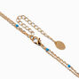 Turquoise Sunburst Gold-tone Multi-Strand Necklace ,