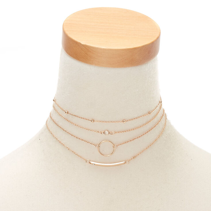 Gold Choker Necklaces - 4 Pack,