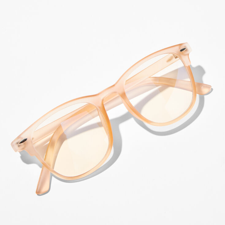 Solar Blue Light Reducing Retro Clear Lens Frosted Nude Frames,