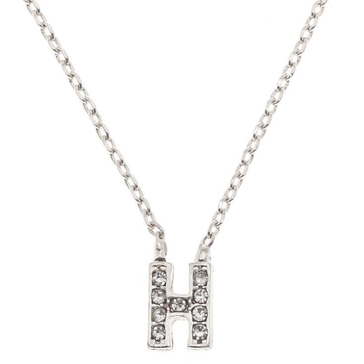 Silver Studded "H" Initial Necklace,