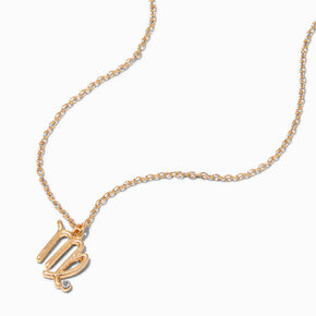 Gold Zodiac Symbol Pendant Necklace - Virgo,
