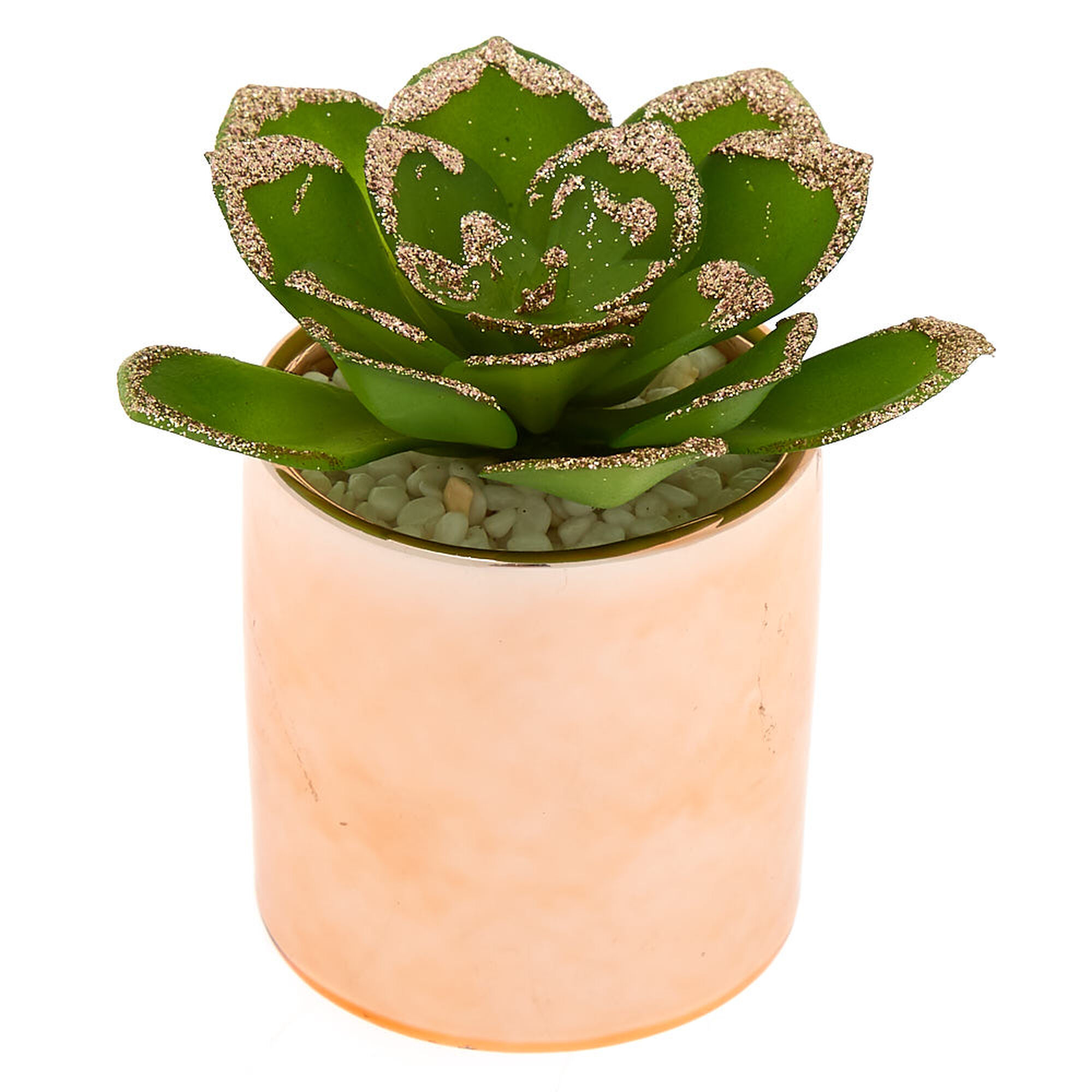 Metallic Glitter Faux Succulent Plant Rose Gold Icing US