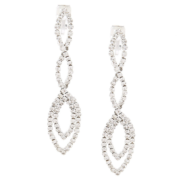 Silver 2.5" Crystal Drop Earrings,