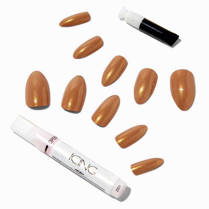 Chocolate Glaze Stiletto Vegan Faux Nail Set - 24 Pack,