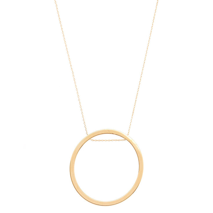 Gold-Tone Geometric Circle Long Pendant Necklace,