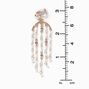 Gold Pearl Crystal Chandelier 3&quot; Drop Clip-On Earrings,