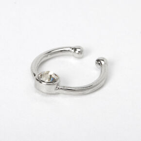 Silver Crystal Faux Nose Ring,