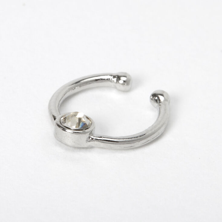 Silver Crystal Faux Nose Ring,