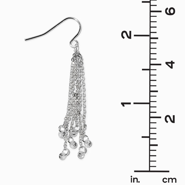 Silver-tone 2&quot; Cubic Zirconia Chain Fringe Drop Earrings,
