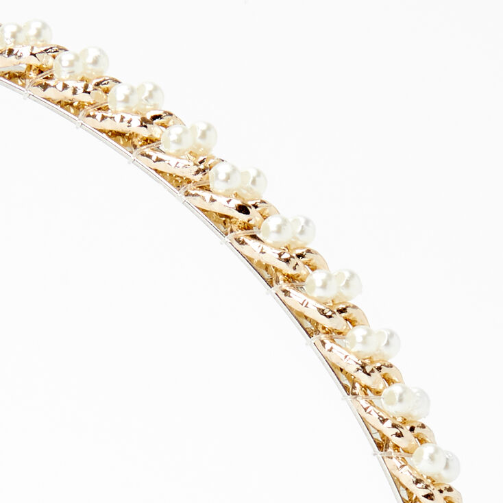 Gold Chain Pearl Headband - Ivory,
