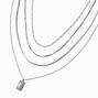 Silver-tone Hammered Pendant Extended Length Multi-Strand Necklace,