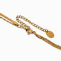 Gold-tone Stainless Steel Cubic Zirconia Initial Pendant Multi-Stand Necklace - A,