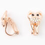 Rose Gold Iridescent Stone Owl Clip On Earrings,