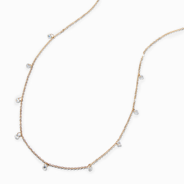 Gold-tone Stainless Steel Cubic Zirconia Confetti Chain Necklace,