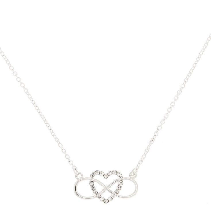 Silver Infinity Heart Pendant Necklace,