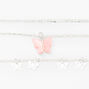 Pink Resin Butterfly Multi-Strand Choker Necklaces - 2 Pack,