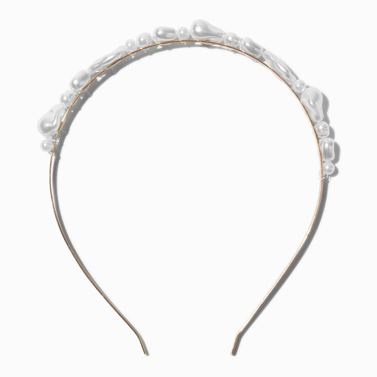 Pearl Cluster &amp; Gold-tone Metal Headband,