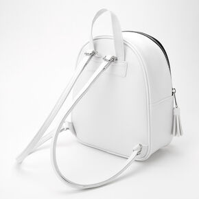 Chevron Quilted Small Backpack - White,