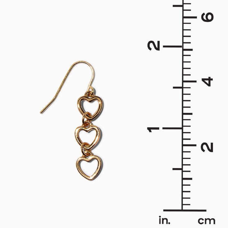 Gold-tone Open Heart Linear 1&quot; Drop Earrings,