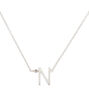 Silver Stone Initial Pendant Necklace - N,