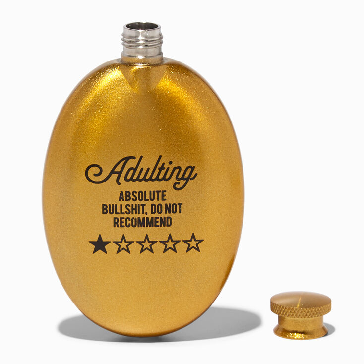 Adulting Gold Oval Flask,