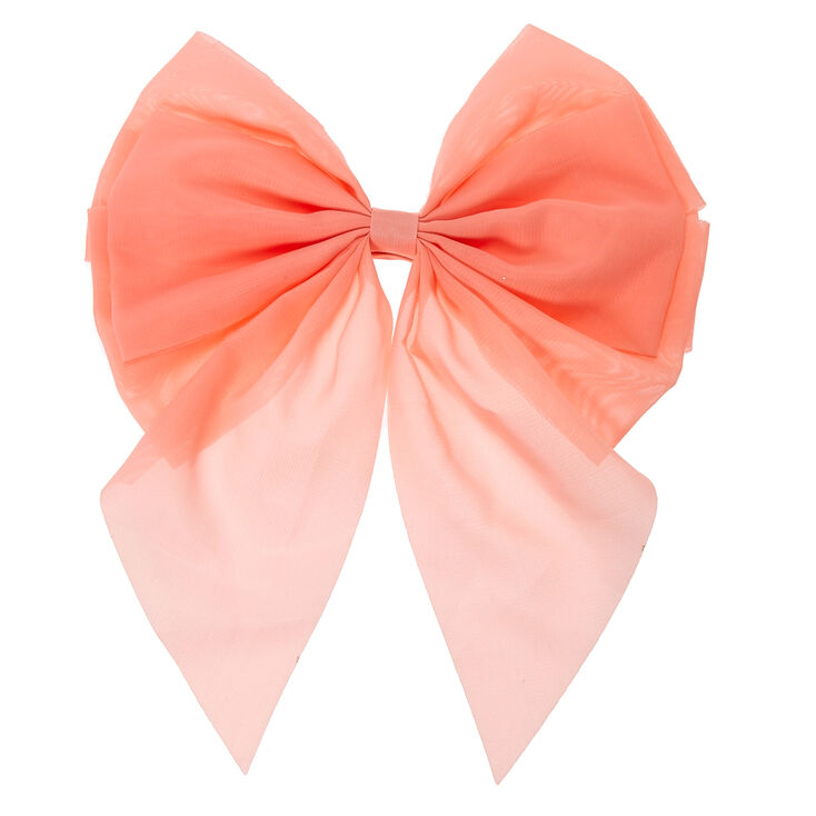 Jumbo Coral Chiffon Bow Hair Clip,