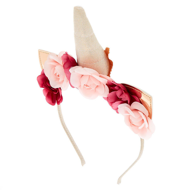 Rose Gold Unicorn Flower Crown Headband,