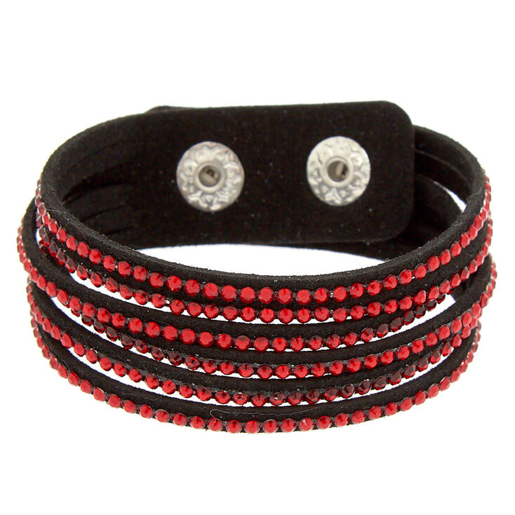 Studded Layered Wrap Bracelet - Red,