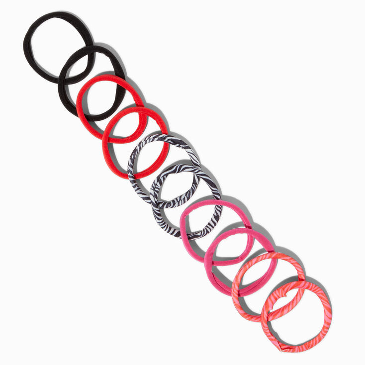 Pink Zebra Rolled Hair Ties - 10 Pack,