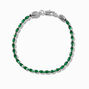 Green Cubic Zirconia Silver-tone Tennis Bracelet ,