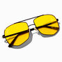 Yellow Lens Black Aviator Sunglasses,