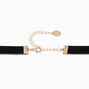 Gold Pearl Black Ribbon Choker Necklace,