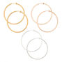 Mixed Metal 40MM Clip On Hoop Earrings - 3 Pack,