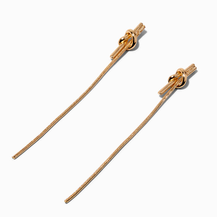 Gold-tone Tie 3&quot; Drop Earrings,