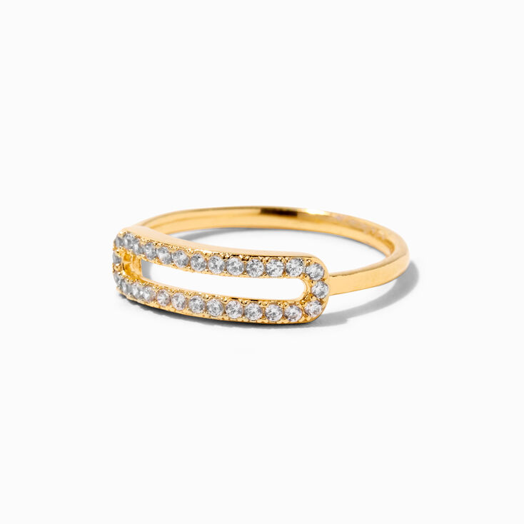 ICING Select 18k Gold Plated Crystal Pav&eacute; Paperclip Ring,