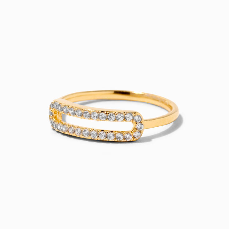 Icing Select 18k Gold Plated Crystal Pav&eacute; Paperclip Ring,