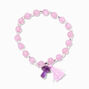 Purple Mushroom &amp; Tassel Beaded Stretch Bracelet,