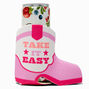 &quot;Take It Easy&quot; Pink Cowgirl Boot Can Cooler,