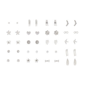 Silver Stud Earring Set - 20 Pack,
